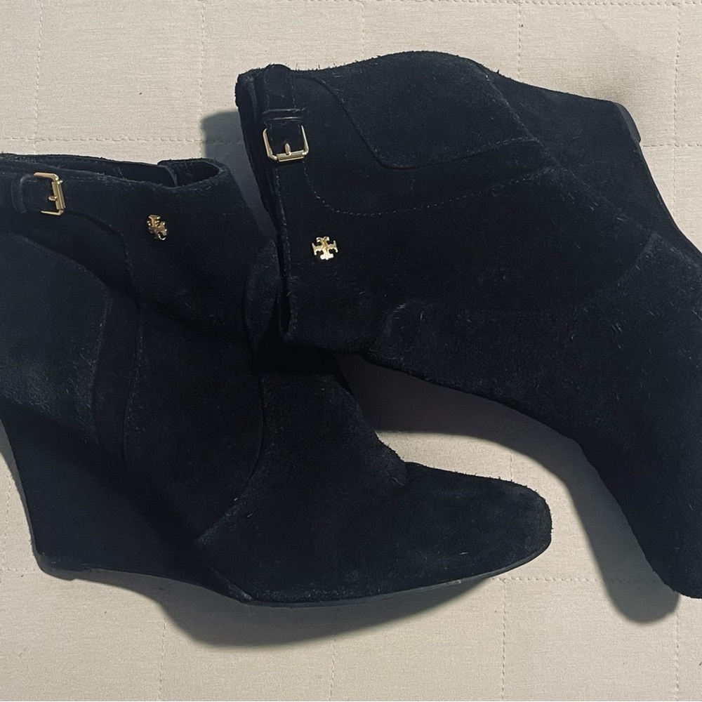 Tory Burch Black Suede Ankle Boots